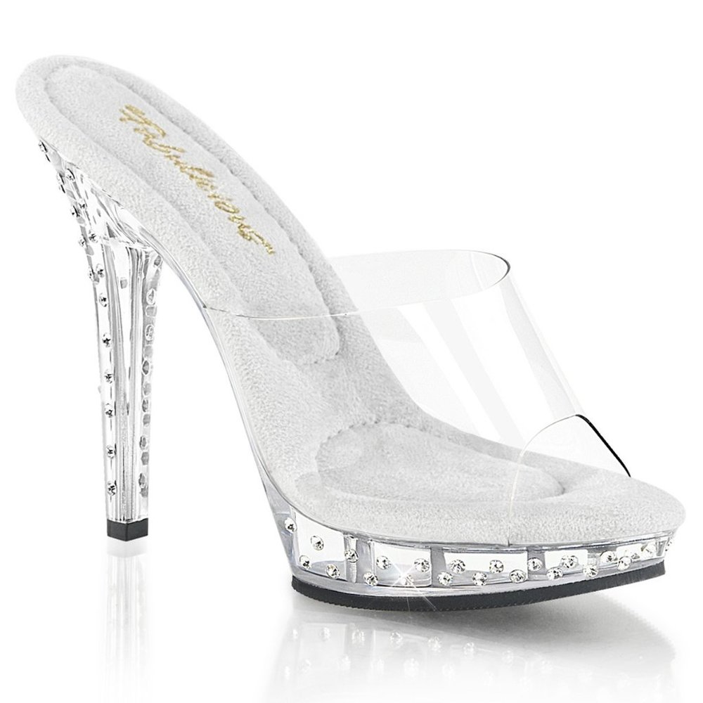 Fabulicious Lip 101SDT Clear Heels with Rhinestones